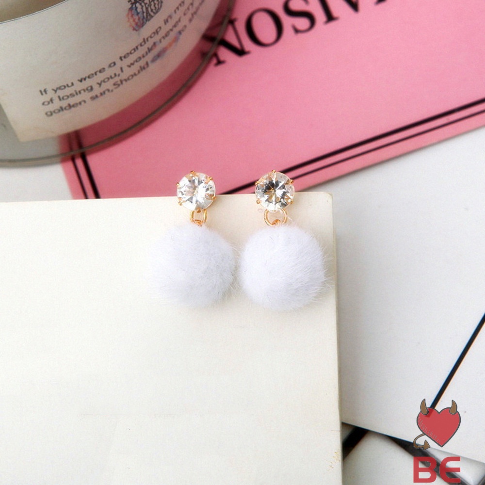 Bông tai YADORNOS hình bóng lông màu sắc trơn phong cách Hàn Quốc thời trang sang trọng cho nữ