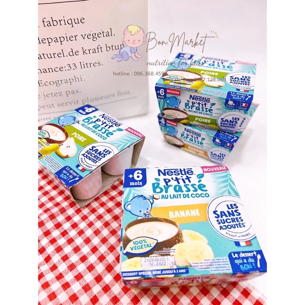 Sữa chua Nestle Brassé Dừa cho bé dị ứng đạm bò