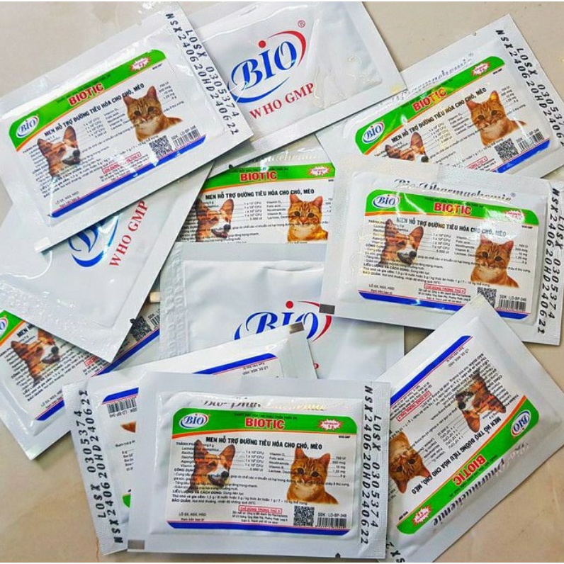 Combo 5 gói men tiêu hóa BIO BIOTIC cho chó mèo hỗ trợ đường ruột, kích thích tăng cân chó mèo biếng ăn, ngăn tiêu chảy