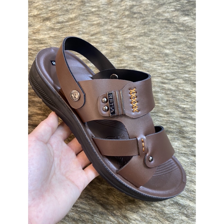 Dép nam da cao cấp đẹp quai ngang quai chéo có quai hậu thời trang trẻ và trung niên