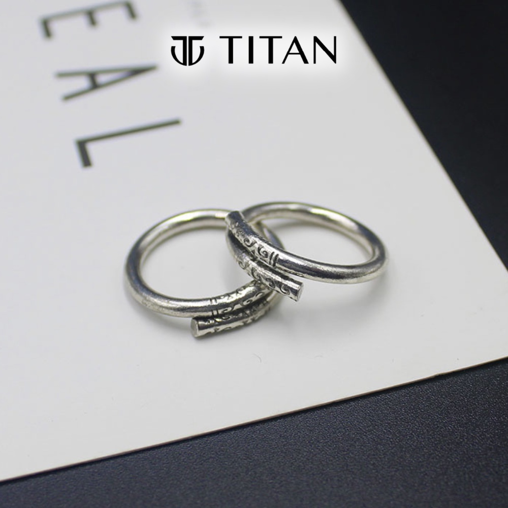 Nhẫn đôi Tôn Ngộ Không, nhẫn nam nữ thời trang Gậy Như Ý và Vòng Kim Cô màu bạc 925, ring Titan Shop freesize unisex