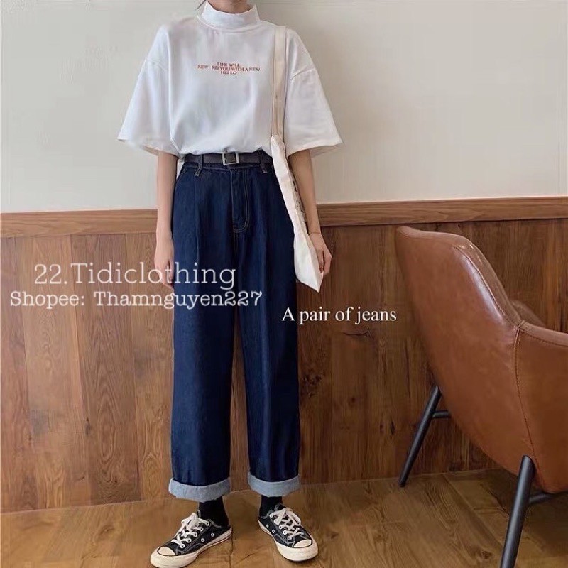 Quần jeans ống suông form đẹp, quần ống rộng Ulzzang có bigsize siêu hot