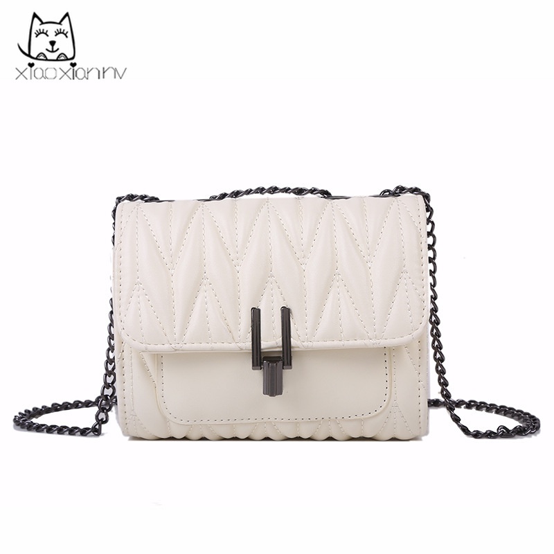 Túi Đeo Chéo Dáng Vuông Đính Đá Phối Dây Xích Sang Trọng Sành Điệu