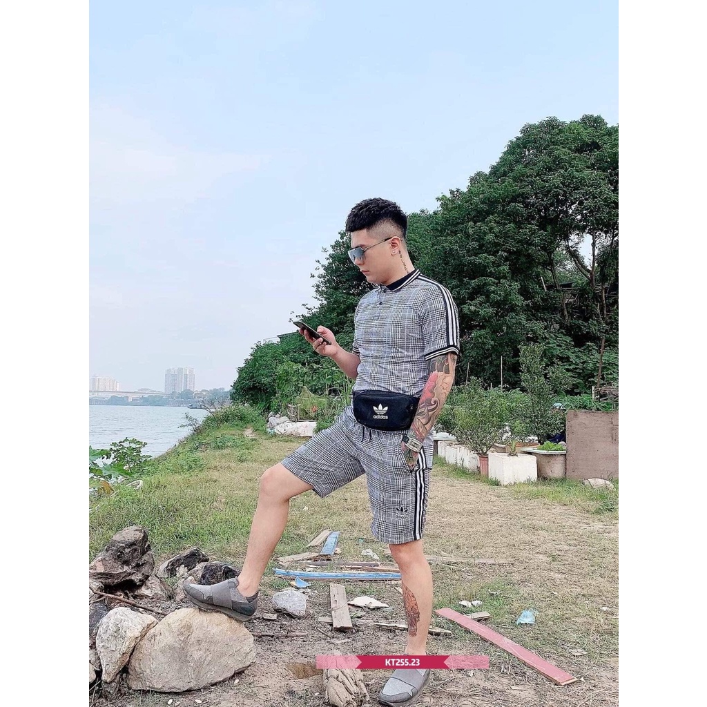 Đồ Bộ Thể Thao Nam CỔ BẺ KẺ SỌC in 3D 2 mặt, hàng có Bigsize