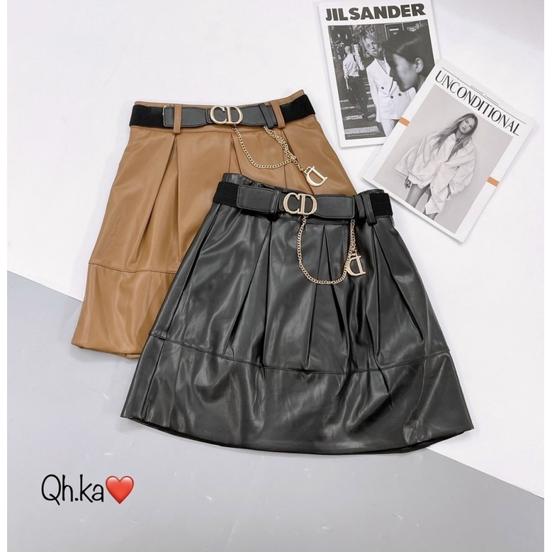 chân váy da kèm đai | BigBuy360 - bigbuy360.vn
