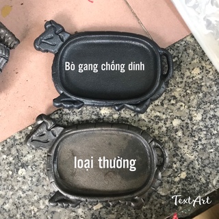 (Đọc kĩ mô tả)- Chảo gang bò né kèm đế gỗ loại thường - chống dính
