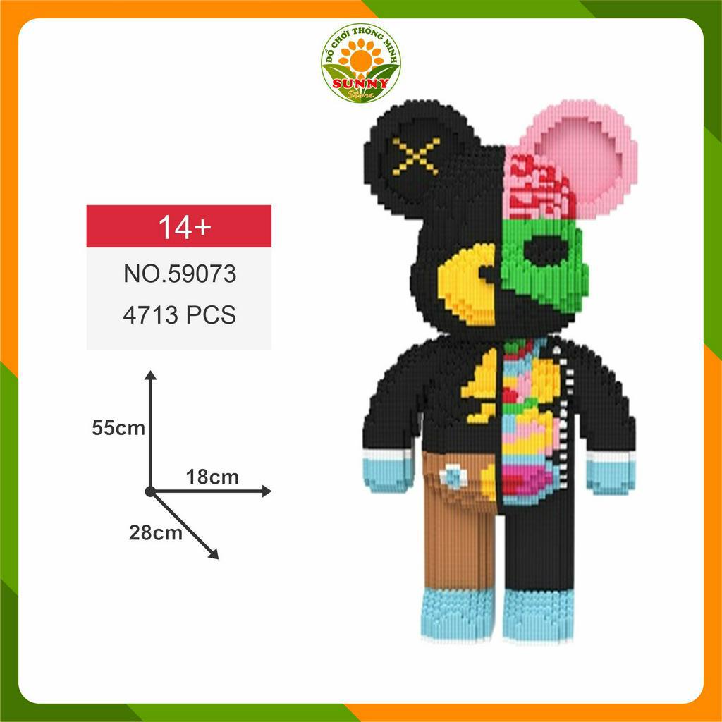 Đồ chơi lắp ghép Gấu Bearbrick cá tính - Mô hình lắp ghép 3D Gấu Bearbrick - Cao 55cm - 4600+pcs - Sunny