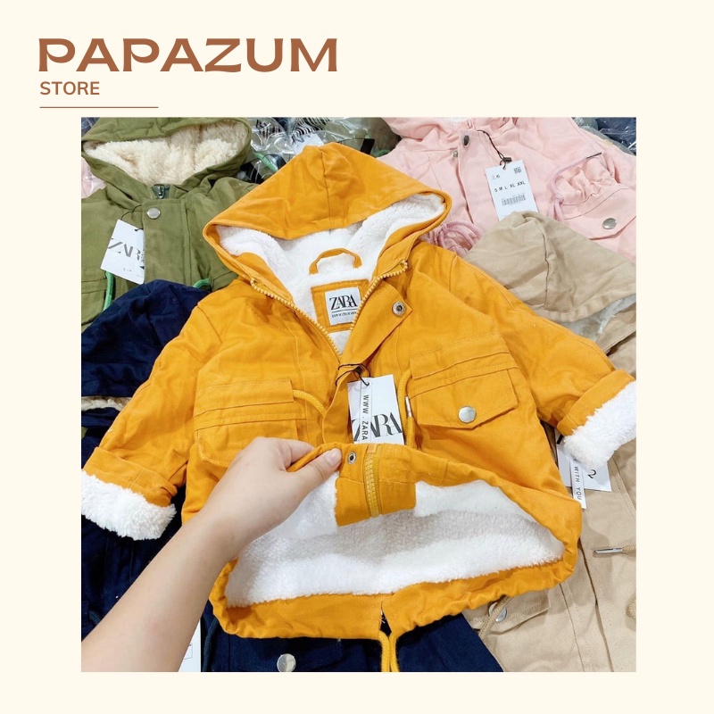 Áo khoác Parka chất kaki lót lông siêu dày siêu ấm hàng xuất khẩu cho cả bé trai gái thời trang trẻ em PAPAMU TQ55252G