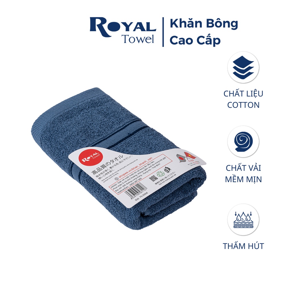 Khăn lau đầu khăn gội Royal 35x80cm với sợi bông cotton dày thấm hút tốt