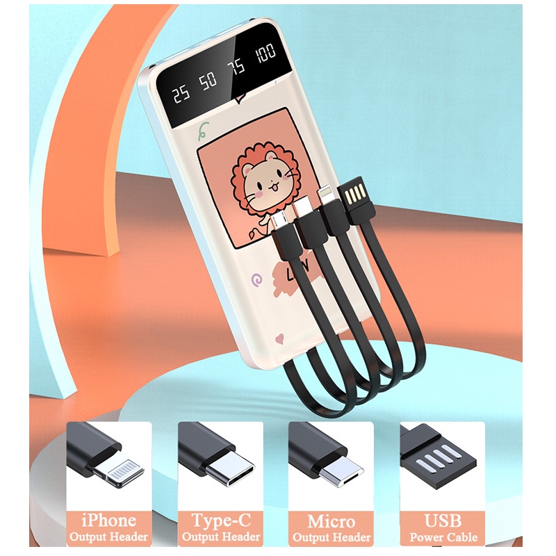 KRECOO sạc dự phòng 10000mah 20000mah Phim hoạt hình Mini Pin Pin Lithium Polymer Màn Hình Kỹ Thuật Số Cho Apple Android