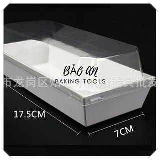 Hộp giấy Kraft chữ nhật màu da bò nắp trong đựng bánh/thức ăn (set 10)