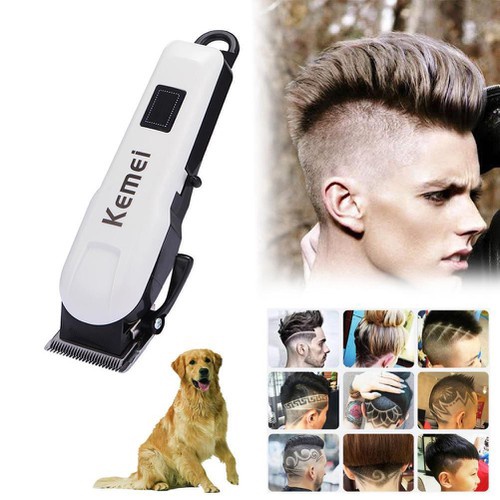 Tông đơ cắt tóc  KEMEI KM-809A chuyên nghiệp màn hình LCD hiển thị pin, cắt được lông cho thú cưng, chó, mèo