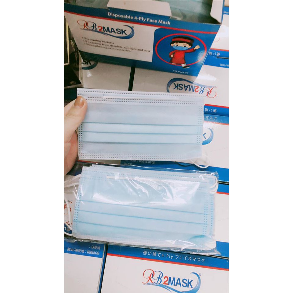 Khẩu Trang Y Tế Hàng Kháng Khuẩn 99% Nhẫn Hiệu RB2Mask Màu Xanh
