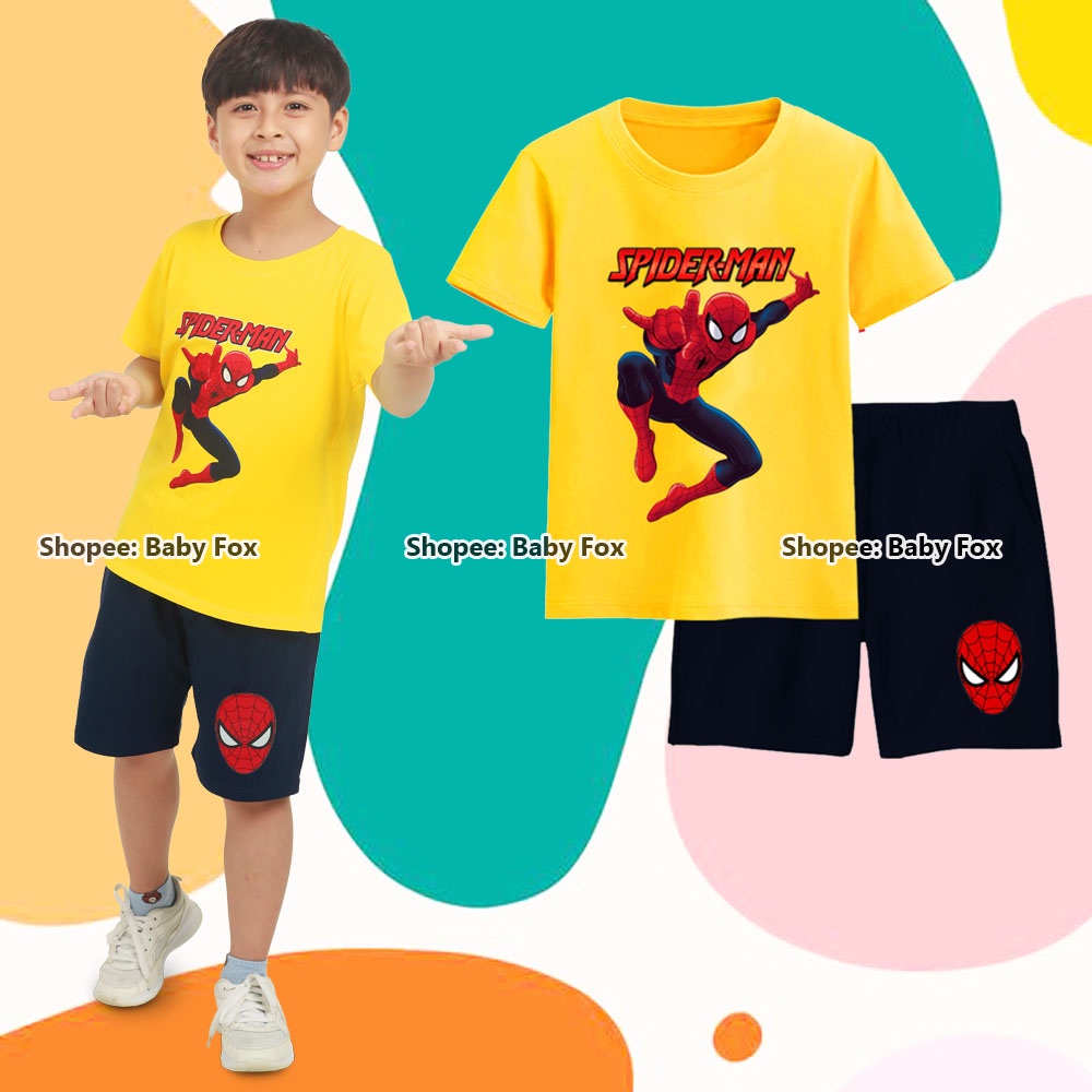Bộ thun bé trai 100% cotton cao cấp, thương hiệu BABY FOX, hình người nhện, người sắt i