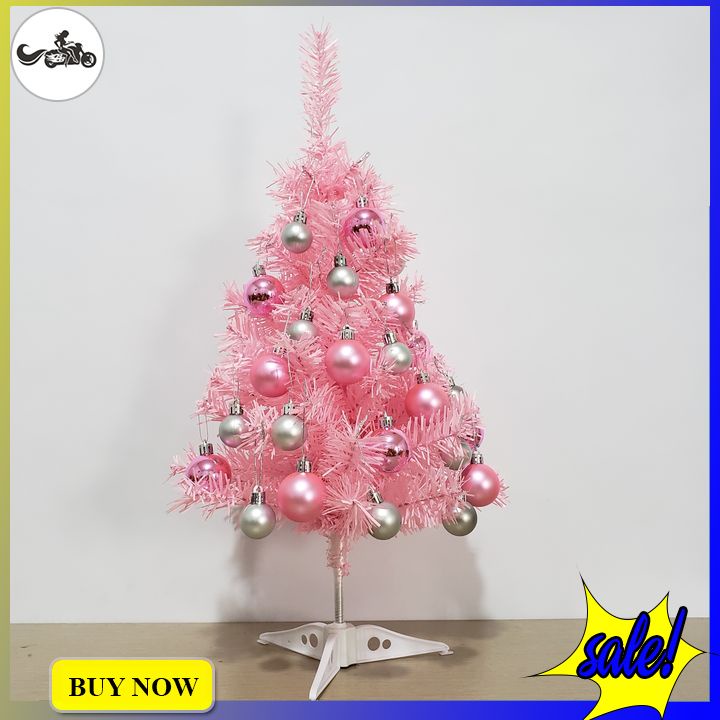 Cây thông Noel màu hồng 60cm full phụ kiện trang trí nhà, cửa hàng, bàn làm việc....lung linh hơn