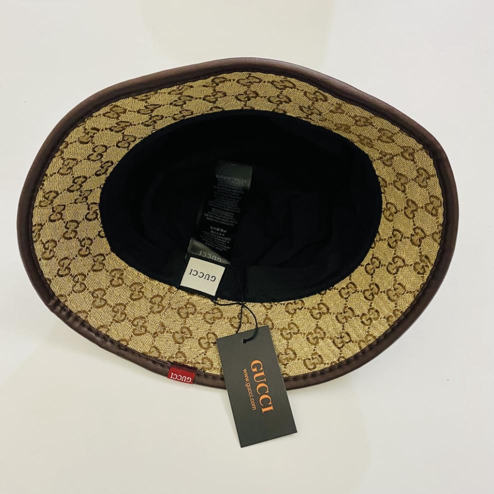 Nón bucket nữ, mũ bucket phối da sành điệu, huy hiệu sang chảnh - Thóc store