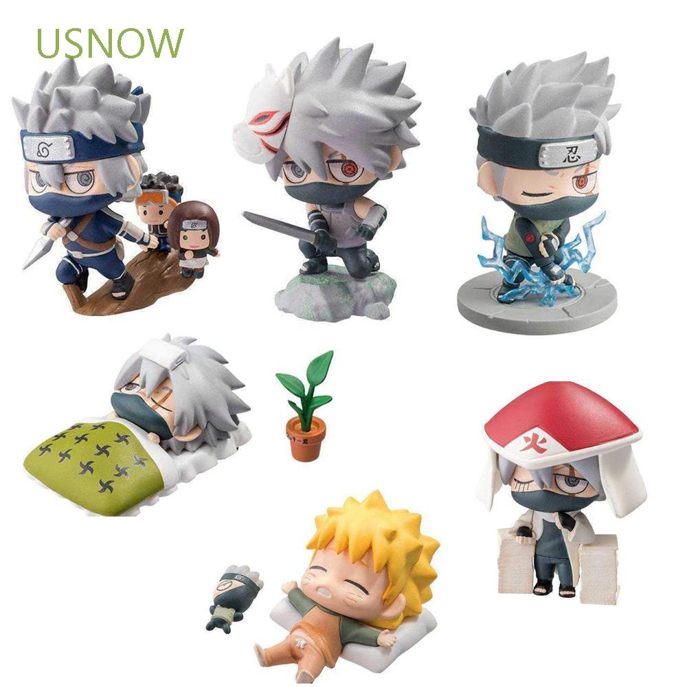 USNOW Cartoon Naruto Figure 6pcs/set Figure Toys Action Figures Kakashi Sasuke Uzumaki Namikaze Minato PVC Children Gift Anime Model