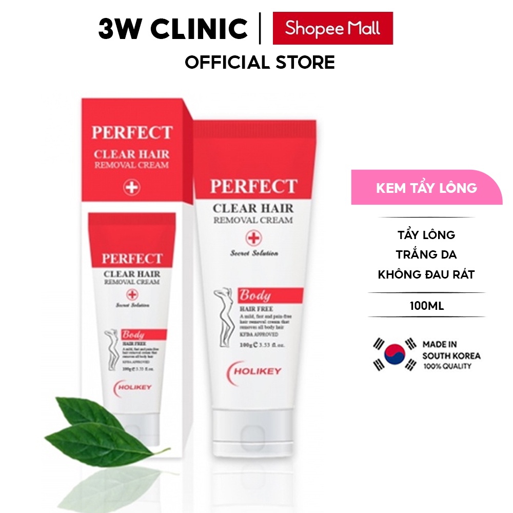 Kem Tẩy Lông Trắng Da Holikey Hàn Quốc Perfect Clear Hair Removal Cream Giúp Sạch Lông Chân Tay Nách Và Trắng Da 100ml