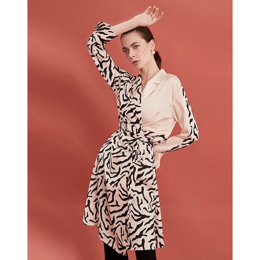 (Thanh lý) Đầm lụa họa tiết vằn Miss Selfridge