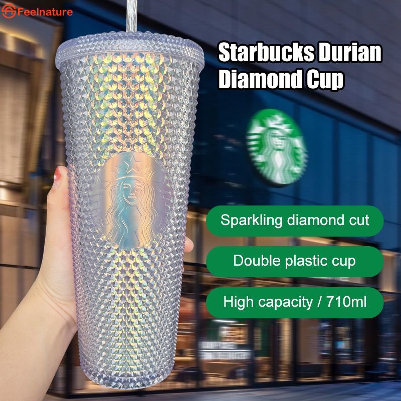 2022 New Starbucks Cup 710ml Tái Sử Dụng Kim Cương Ray Nữ Thần Rơm Cốc Cốc Cà Phê