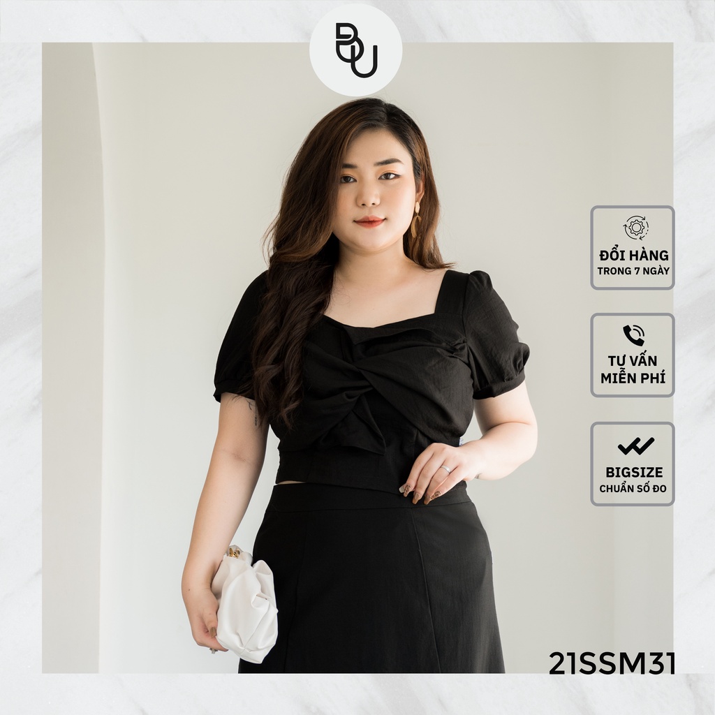 Áo đũi xước nơ ngực BIGSIZE (55kg đến 95kg) - 21SSM31 - [BUstu Bigsize]
