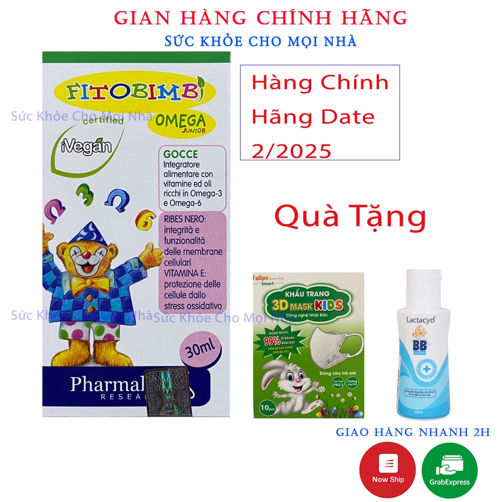 FITOBIMBI Omega Junior - Phát Triển Trí Não,Tăng Cường Miễn Dịch,Tốt Cho Mắt(Lọ nhỏ giọt 30ml)