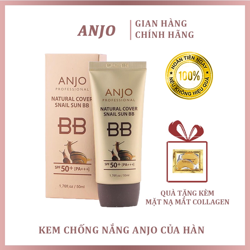 Kem Chống Nắng Cho Da Khô Anjo Natural Cover Snail Sun BB Spf50+ Pa+++ Của Hàn - 50ml