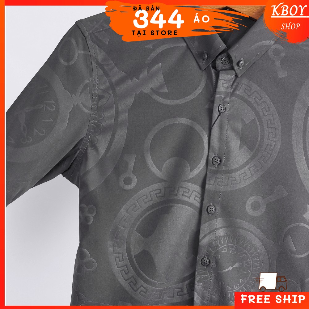 Áo sơ mi tay dài- cổ bẻ Họa tiết cao cấp, Mềm mịn, thoáng mát, Lịch lãm, tinh tế, Màu xám, co giãn tốt - G571 | BigBuy360 - bigbuy360.vn