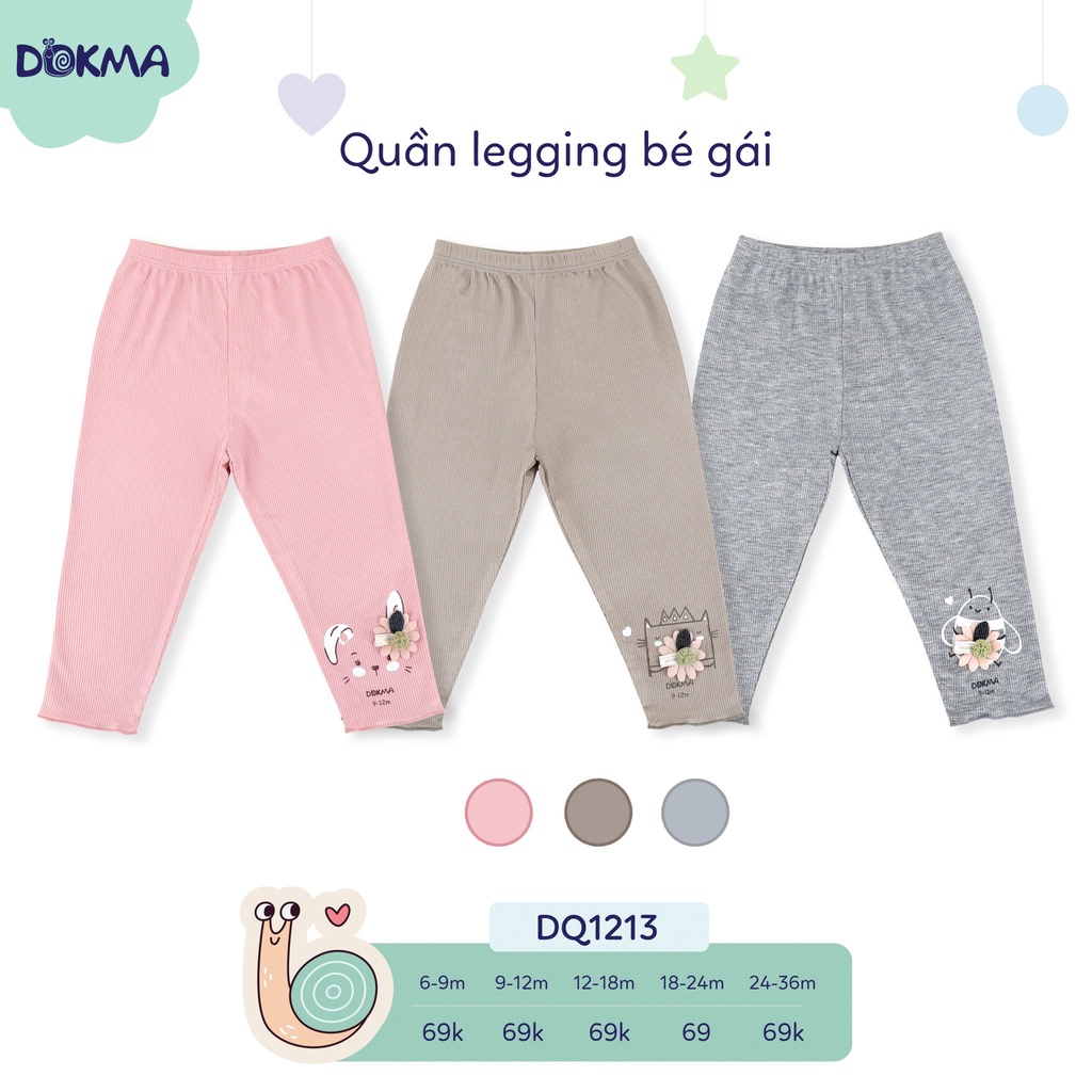 9-36M Quần legging dài bé gái Dokma