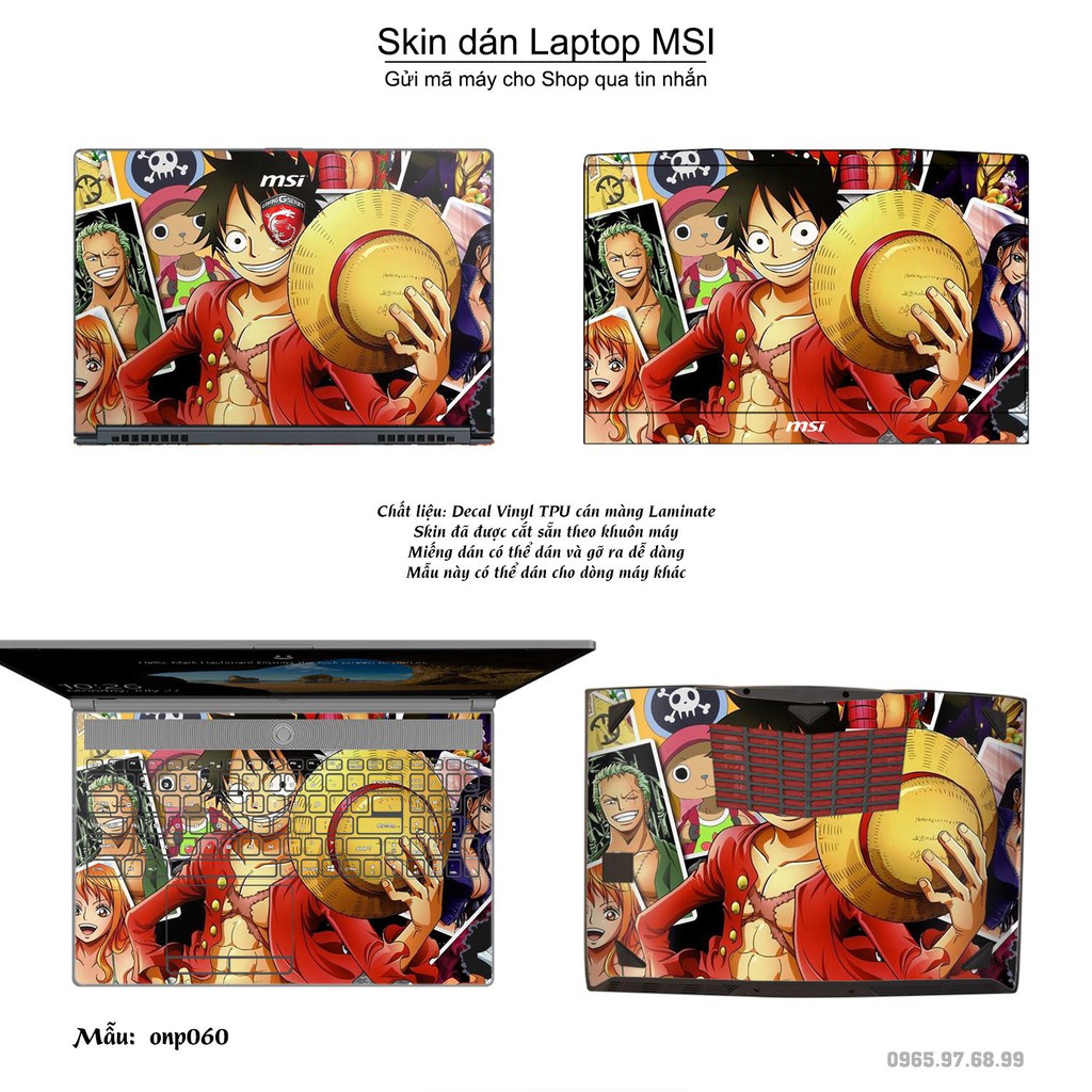 Skin dán Laptop MSI in hình One Piece nhiều mẫu 3 (inbox mã máy cho Shop)