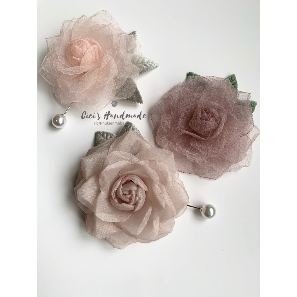 Hoa Hồng Voan đốt Cici Handmade Cao Cấp