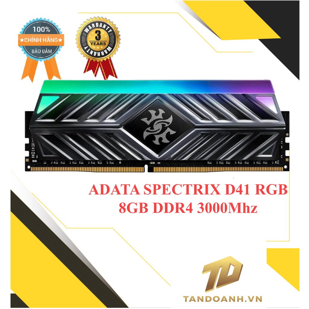 [Mã SKAMA06 giảm 8% đơn 250k]Ram máy tính ADATA SPECTRIX D41 RGB – 8GB (1x8GB) DDR4 3000Mhz ( Grey )