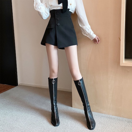Quần giả váy vạt chéo, cạp cao phối cúc, tôn dáng, chất vải vitex tuyết mưa dày đẹp cao cấp