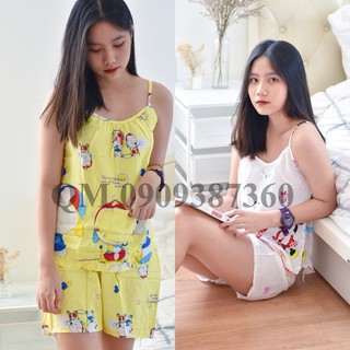 Đồ bộ đùi mặc nhà áo dây vải tole Thái loại 1