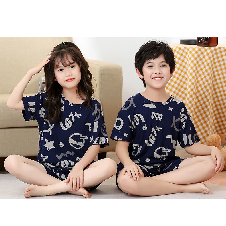 Set đồ bộ YAOEENH vải lụa lạnh tay ngắn thoáng khí thời trang dành cho mẹ/ bé