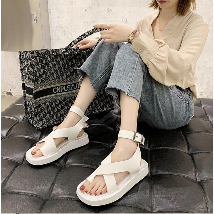 Sandal đế dày cho nữ xỏ ngón quai da mềm nhẹ đi êm chân giá rẻ - Mã S61