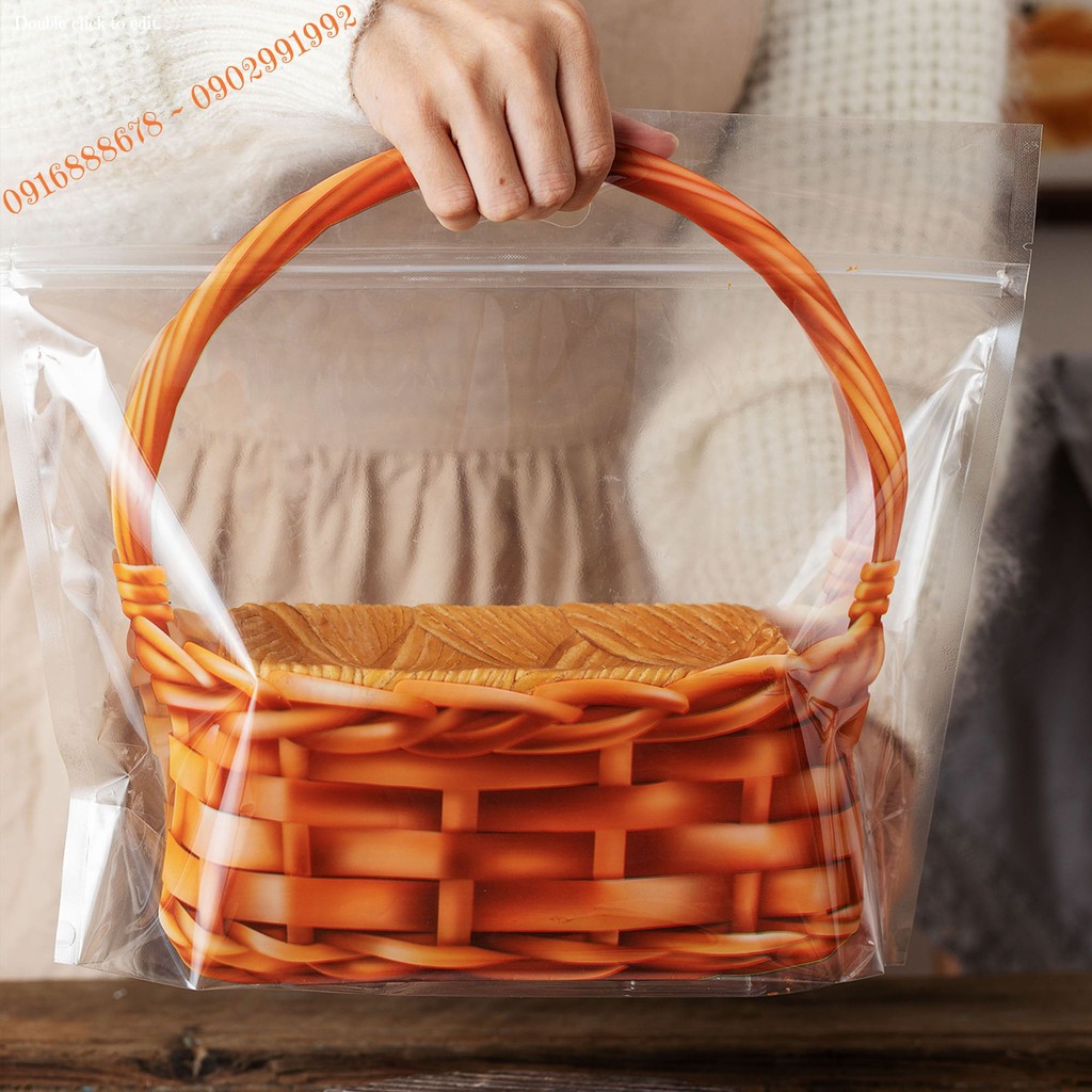 (50c | L | ĐẬM) Túi zip hình Giỏ Hoa đựng Bánh Mì Sandwich