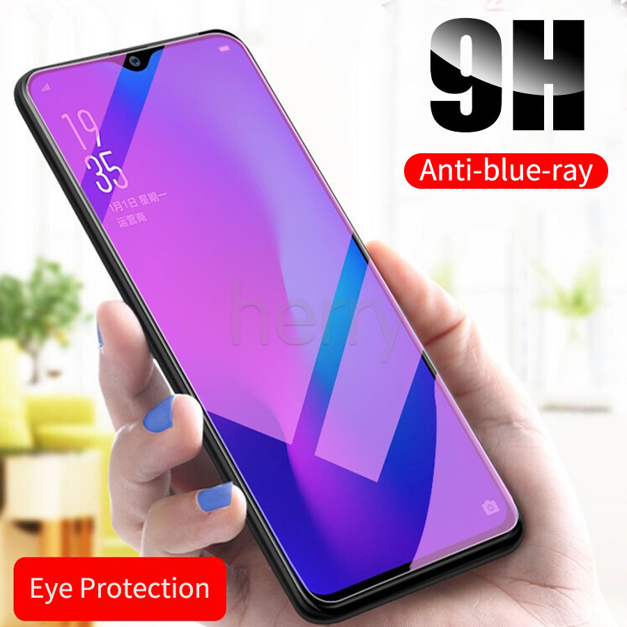 Chống Tia Sáng Xanh Kính Cường lực Bảo Vệ Màn Hình cho Realme 7 6 6i 5 5i 3 Pro C2 C3 C11 C12 C15 XT bảo vệ mắt Mặt trước Miếng dán màn hình