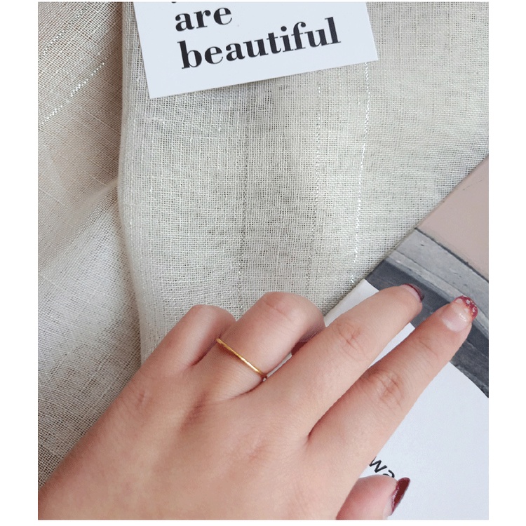 . Nhẫn dành cho nữ thiết kế trơn mạ vàng & bạc đơn giảnn nhiều kích thước phong cách Hàn Quốc cá tính Boho
