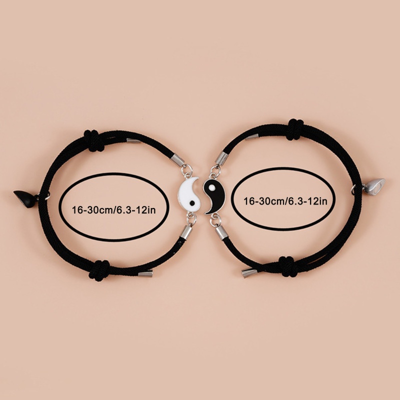 Flgo Set 2 Vòng Tay Chuỗi Hạt Âm Dương Có Thể Điều Chỉnh Kích Cỡ