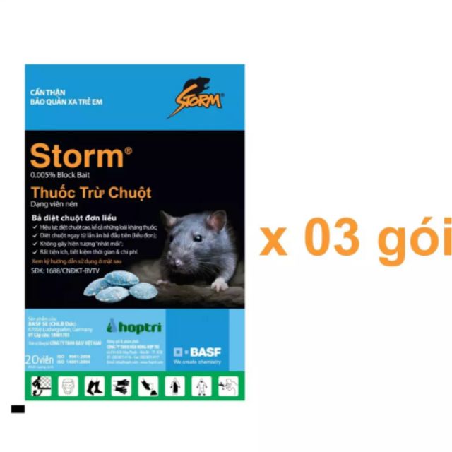 Thuốc diệt chuột Storm 3 gói × 20 viên