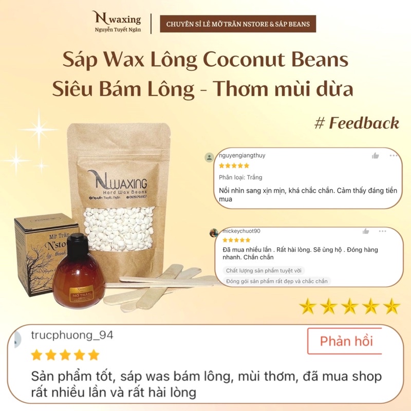 HỦ 500GR Sáp Wax Lông Nóng Coconut Cao Cấp thơm mùi dừa tặng kèm 100gr sáp
