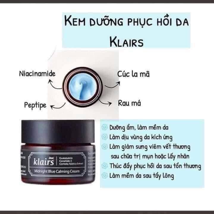 Kem dưỡng dịu da Dear, Klairs Midnight Blue Calming Cream