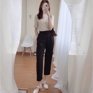 _Chie Quần Tây xuông dáng baggy lưng chun cạp cao công sở, Quần vải chất mát