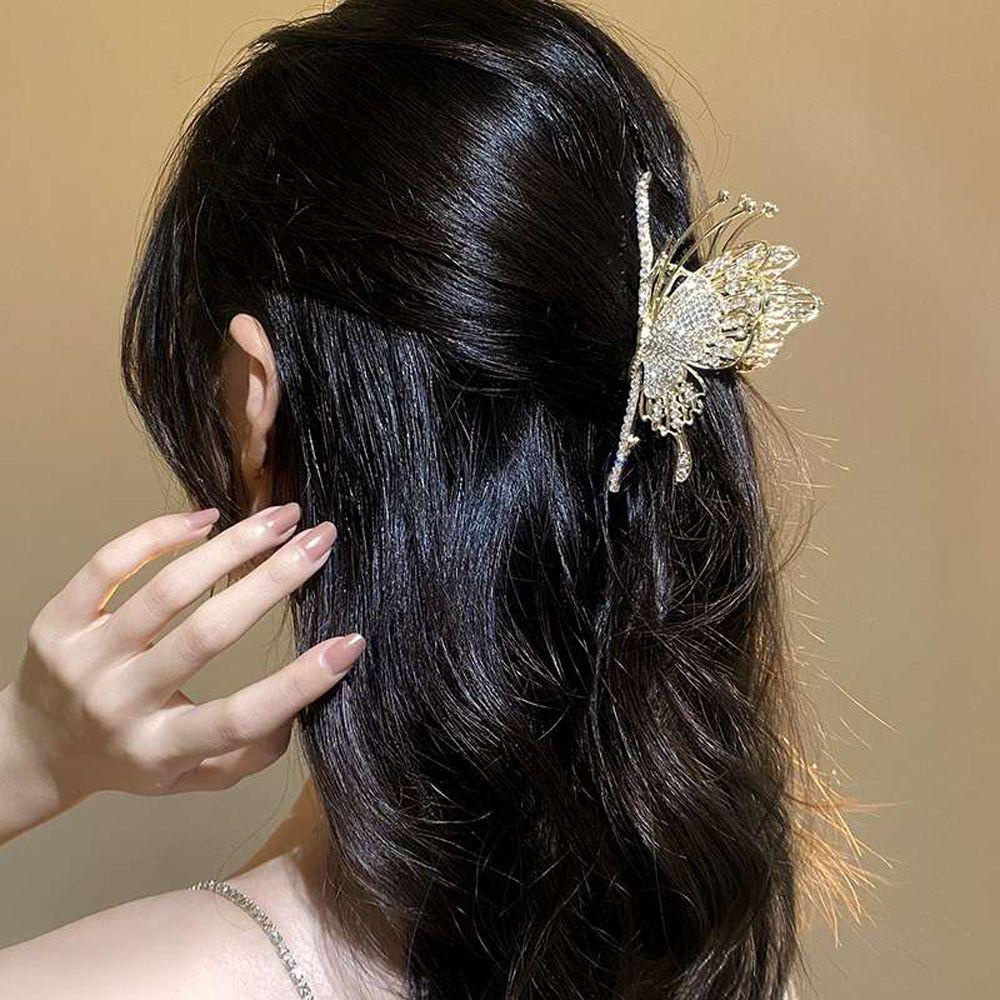 Kẹp Tóc Hình Bướm / Cá Mập Lấp Lánh Thời Trang Cho Nữ|Kẹp Tóc Đính Đá Zircon Thời Trang