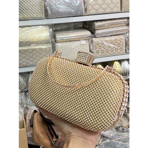 Bóp Đầm Cầm Tay Có Quai Đeo Vai Kết Hạt Thủ Công