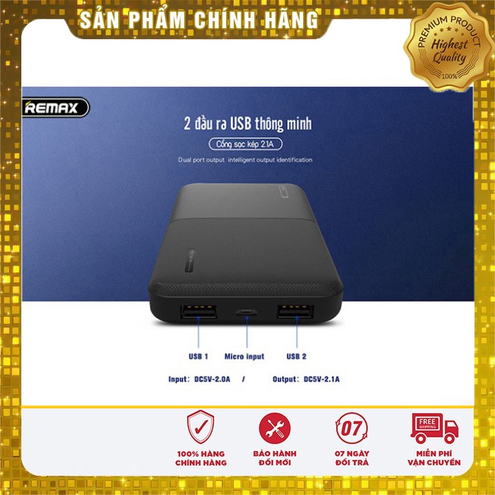 [ Giá siêu rẻ,chính hãng ] Pin Sạc Dự Phòng 10000mAh Linon 2 -Remax RPP-124 -Hàng phân phối chính hãng -Bảo Hành 12 Thán