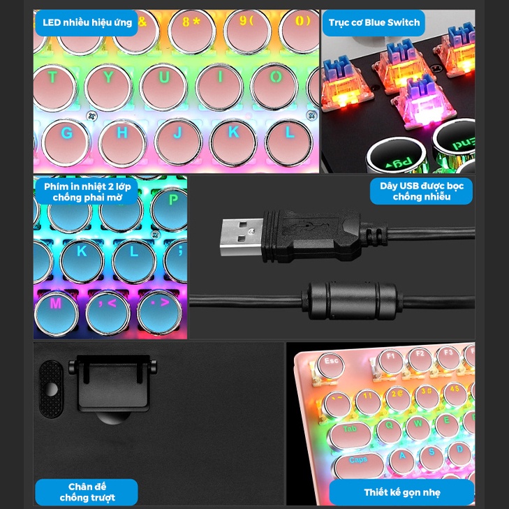 Bàn phím cơ máy tính đèn LED 9 chế độ ONEKA KB02