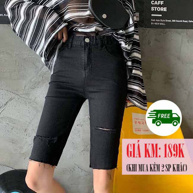 [SẲN] Quần shorts lửng jean nữ Ulzzang Quảng Châu QLJ39