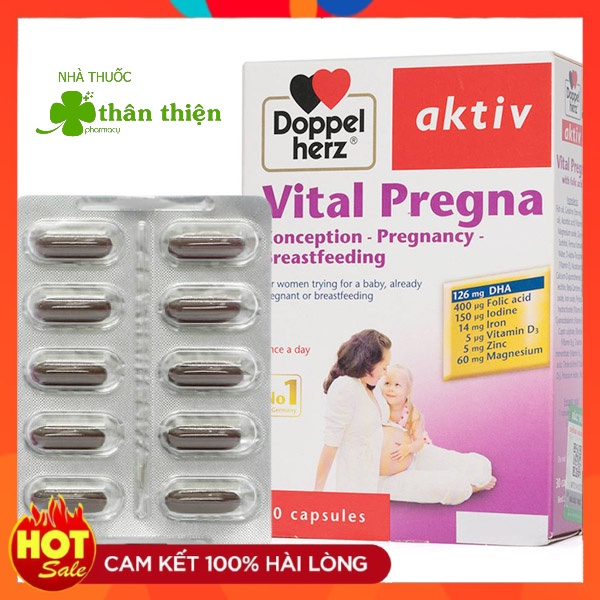 [Doppelherz Aktiv Vital Pregna hộp 30 viên], Viên  bổ sung vitamin cho mẹ bầu trước và sau sinh.